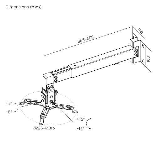Soporte de Techo Pared para proyector Brateck PRB-2W